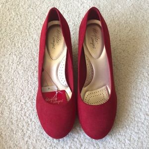 Comfy red wedge heels!
